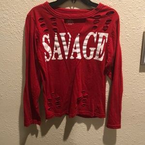 V cut long sleeve Savage shirt